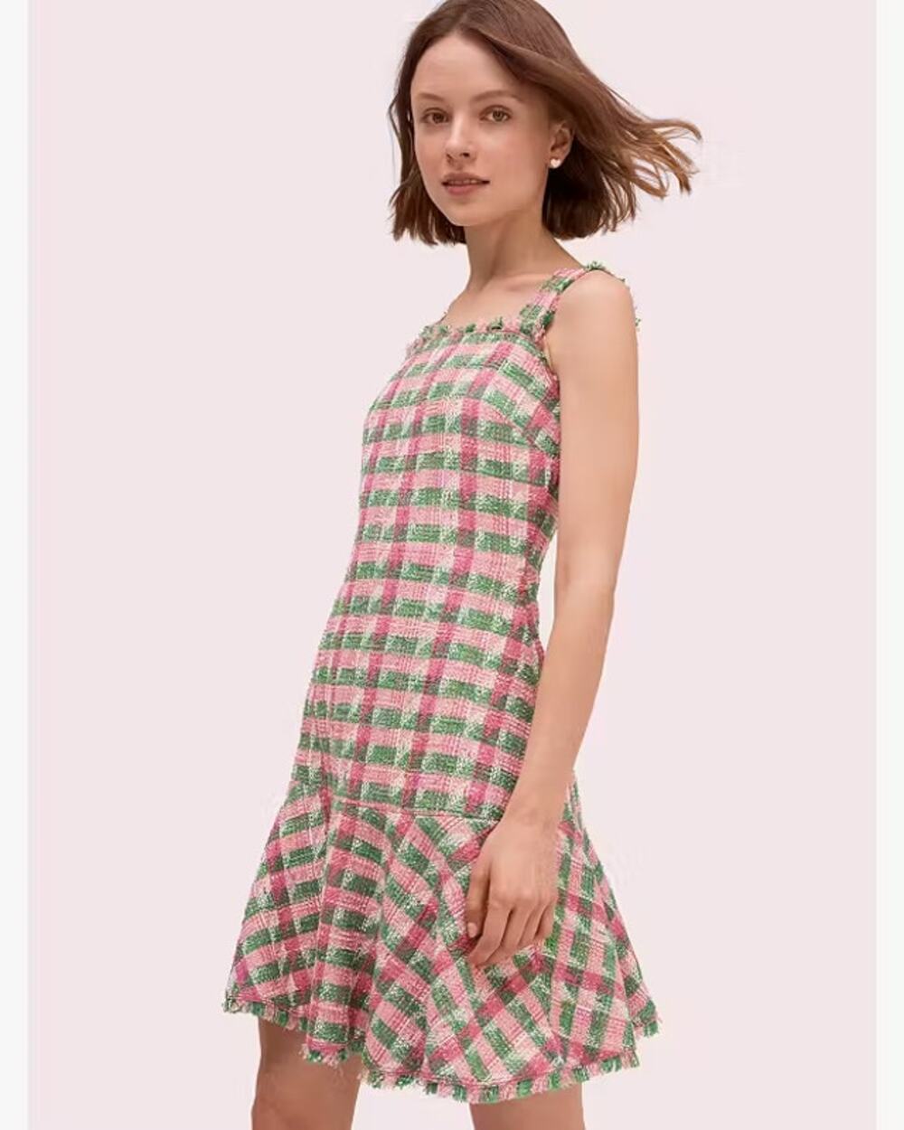Kate Spade Tweed Dress Women's Size 6 Pink Green Twee Coquette Barbie Chic Posh